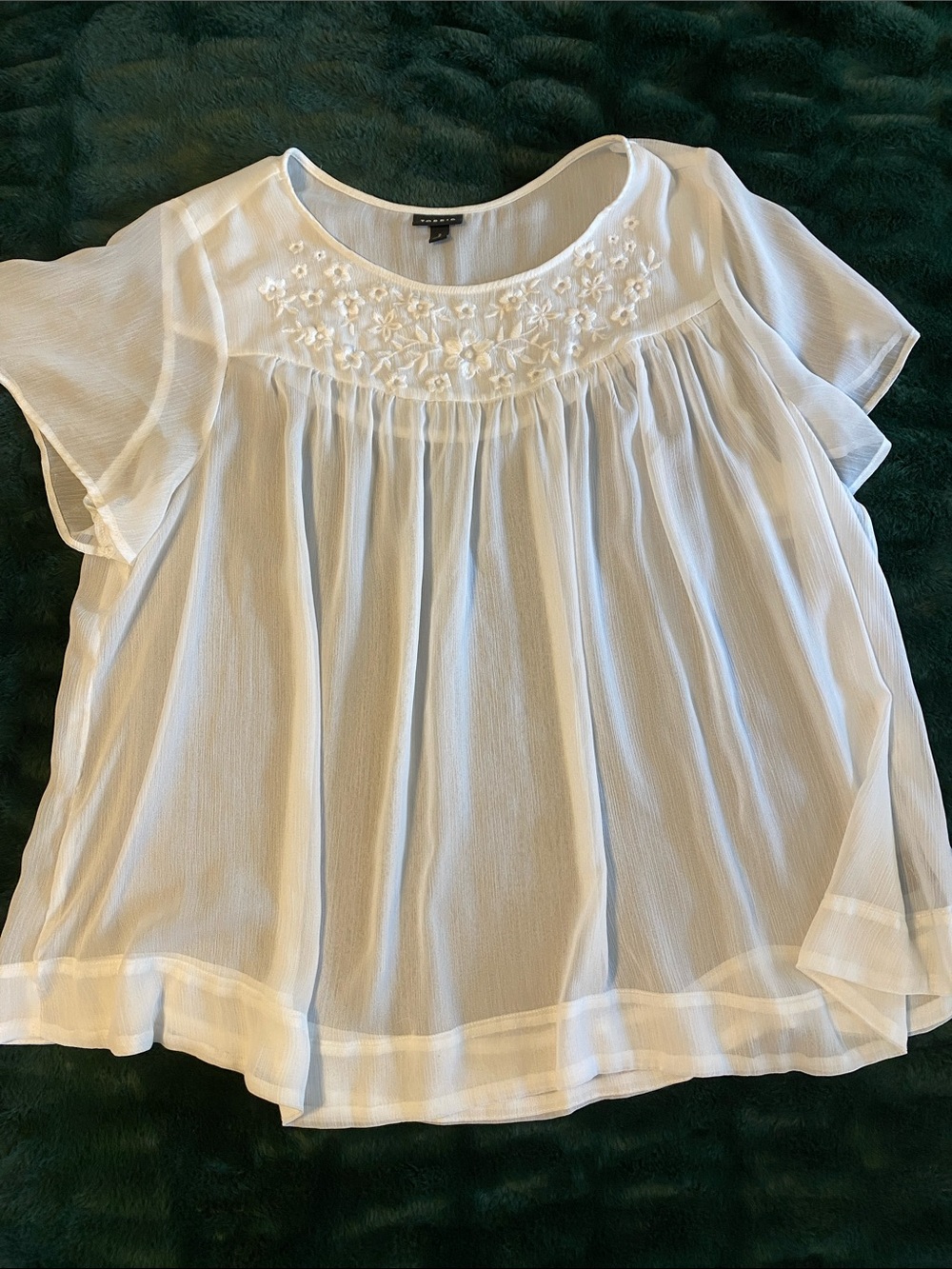 torrid White Sheer Floral Embroidered Yoke Blouse